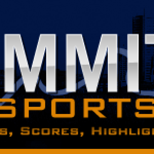 Logo for Summit Sports featuring bold silver and orange text.