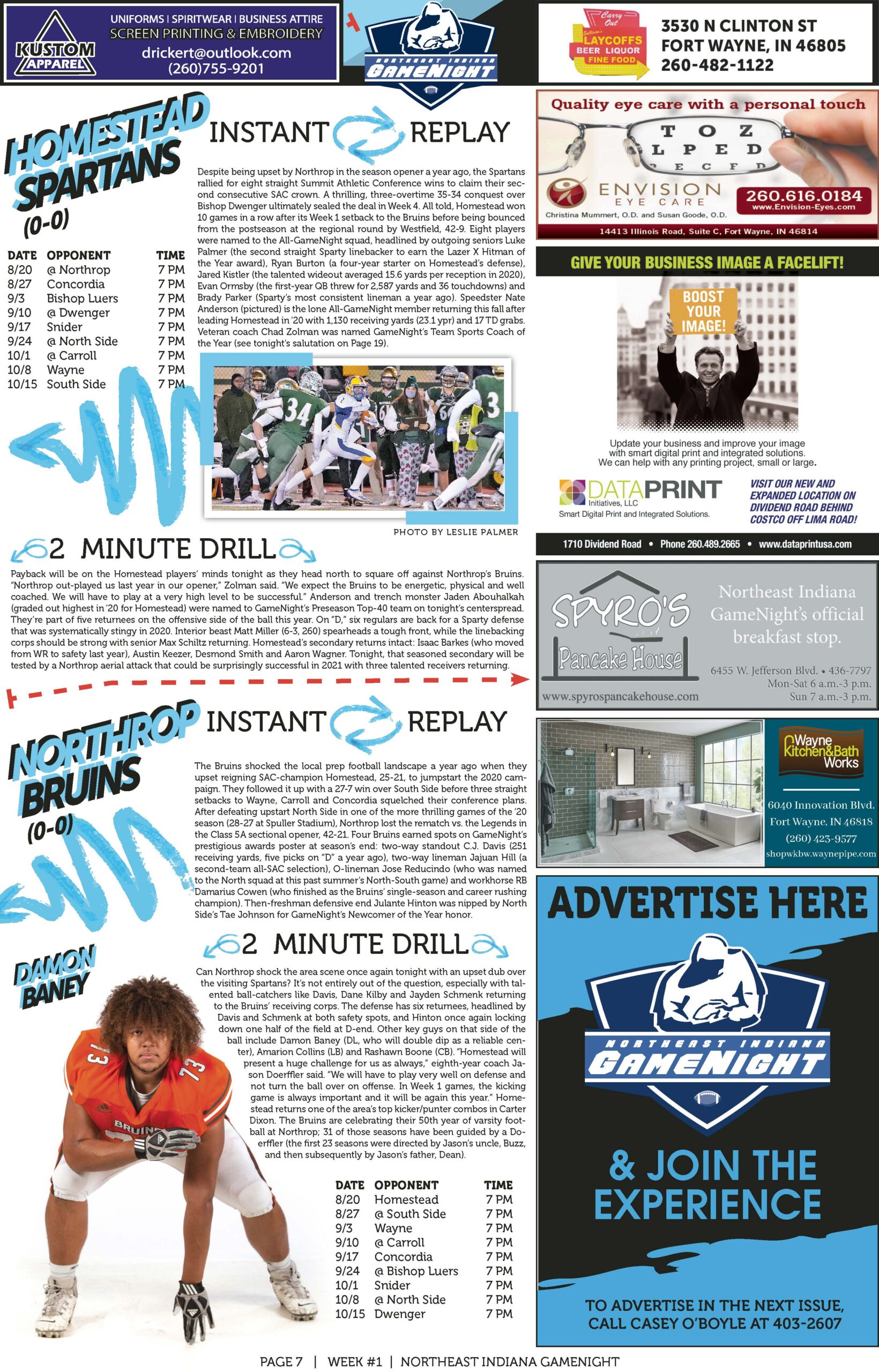 Collage of magazine pages with articles, ads, and images related to sports and entertainment.