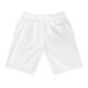 Plain white athletic shorts with elastic waistband.