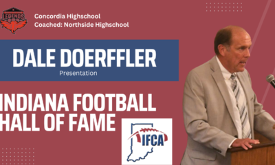 Presentation slide for Jake Doerffler's induction into the Indiana Football Coaches Hall of Fame.