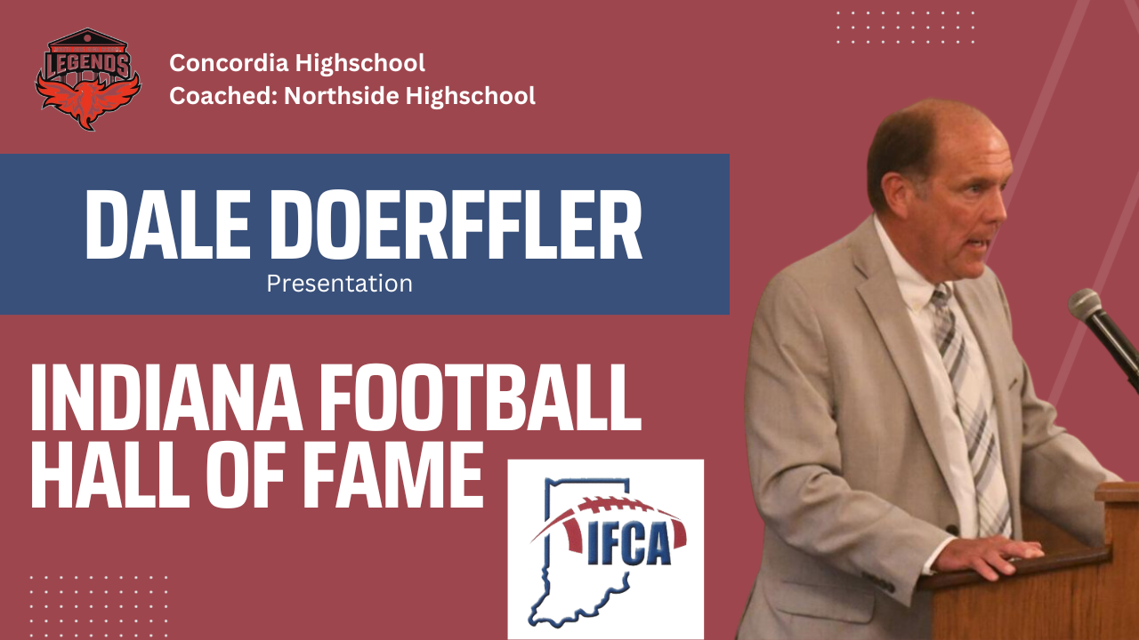 Presentation slide for Jake Doerffler's induction into the Indiana Football Coaches Hall of Fame.