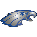 Stylized blue eagle head logo facing right.