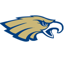 Stylized eagle head logo in gold and white on a blue background.