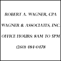 Business card for Robert A. Wagner, CPA at Wagner & Associates, Inc.