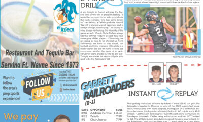 Collage of magazine pages featuring sports, restaurant, and community content with photos and text.