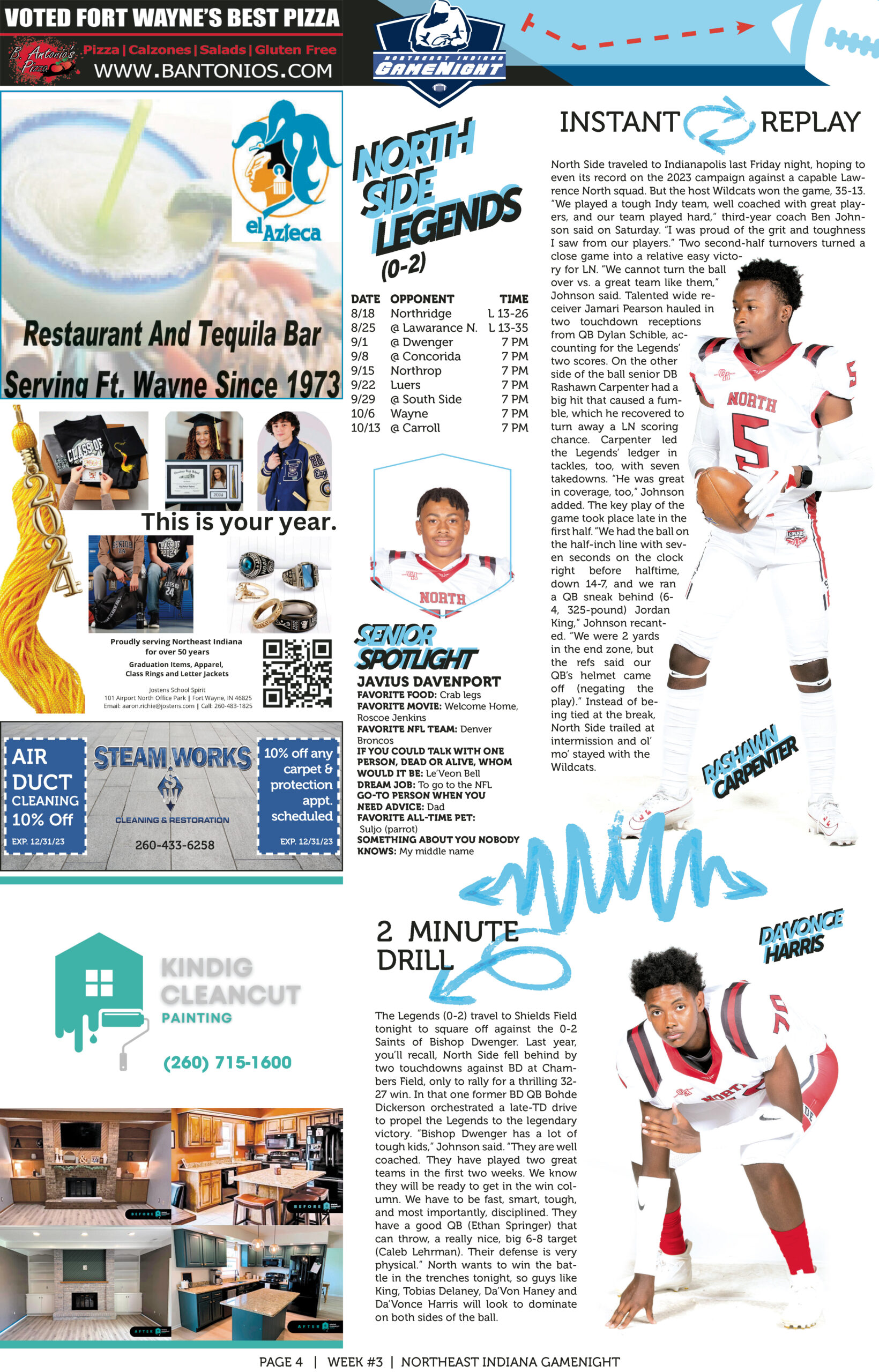 Magazine layout featuring athletes, product ads, and editorial content.