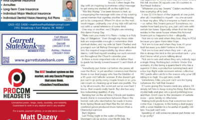 Page with obituary notices and a photo of a dog in snow.