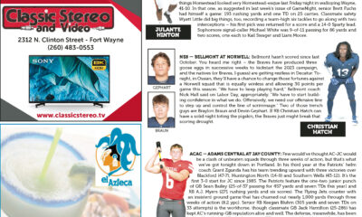 Vintage comic book store ad with staff bios and event details.