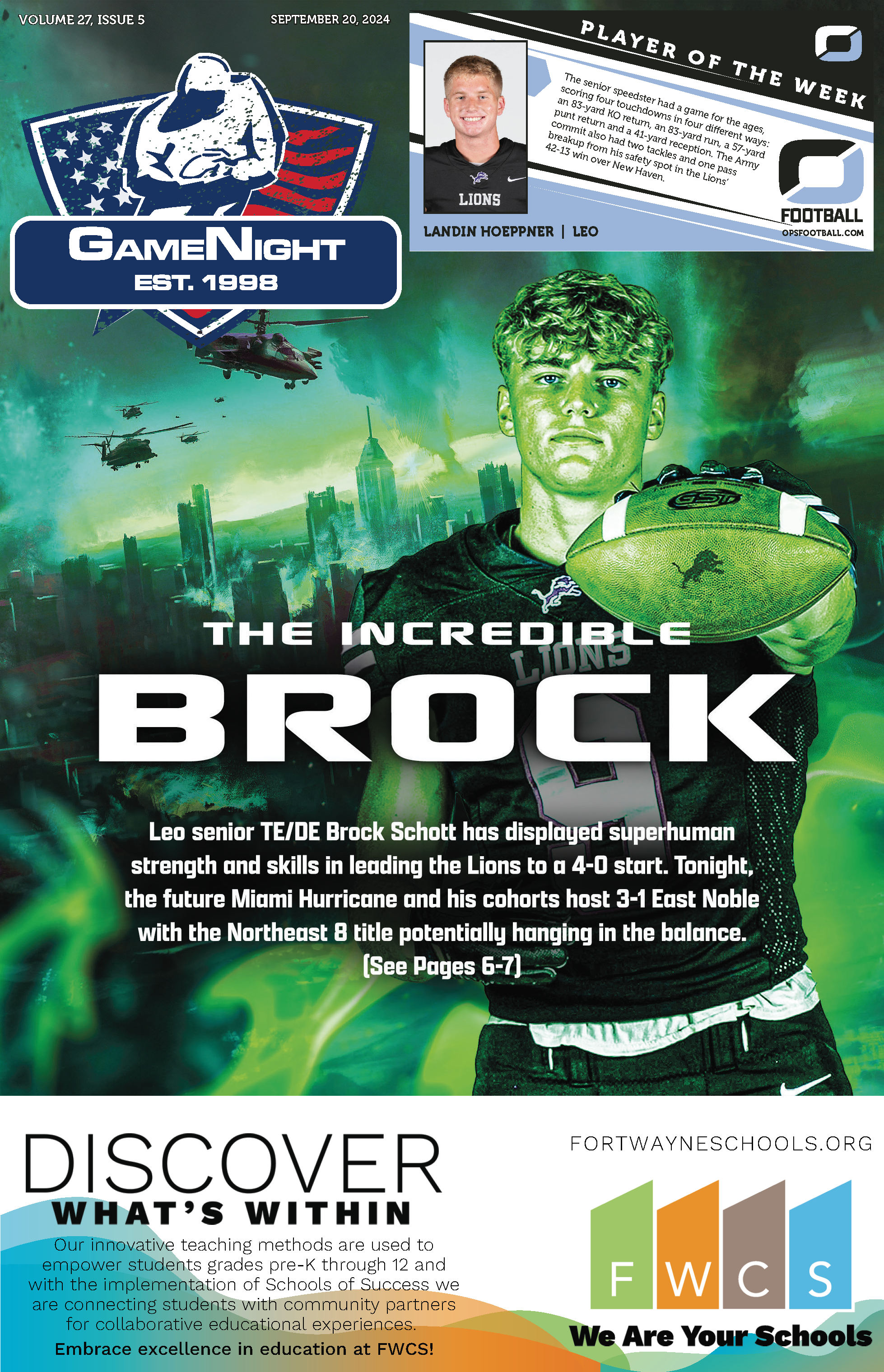 Promotional poster for 'The Incredible Brock' with a green Hulk-like character and futuristic cityscape.