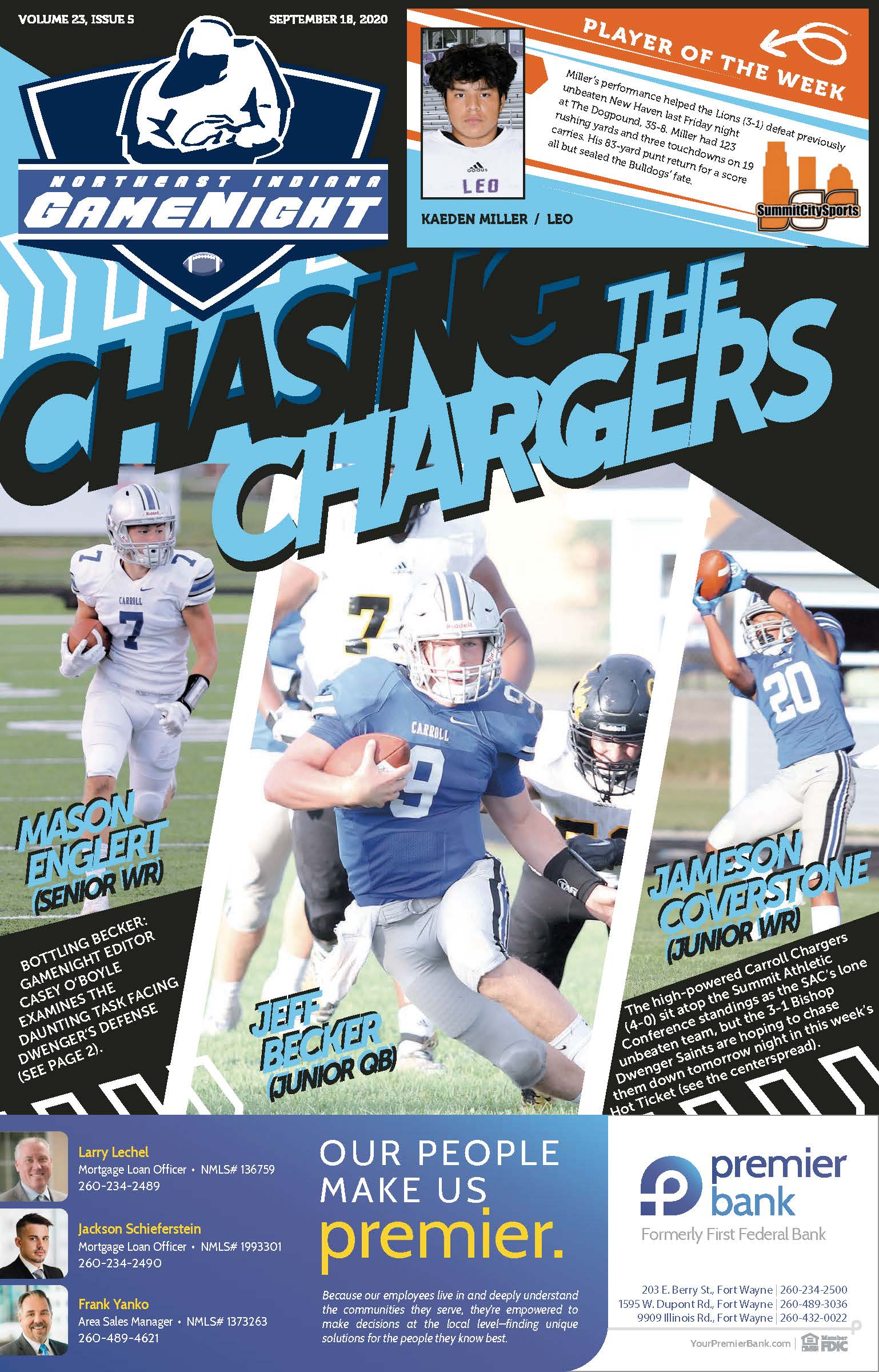 High school football players in action on a sports magazine cover.