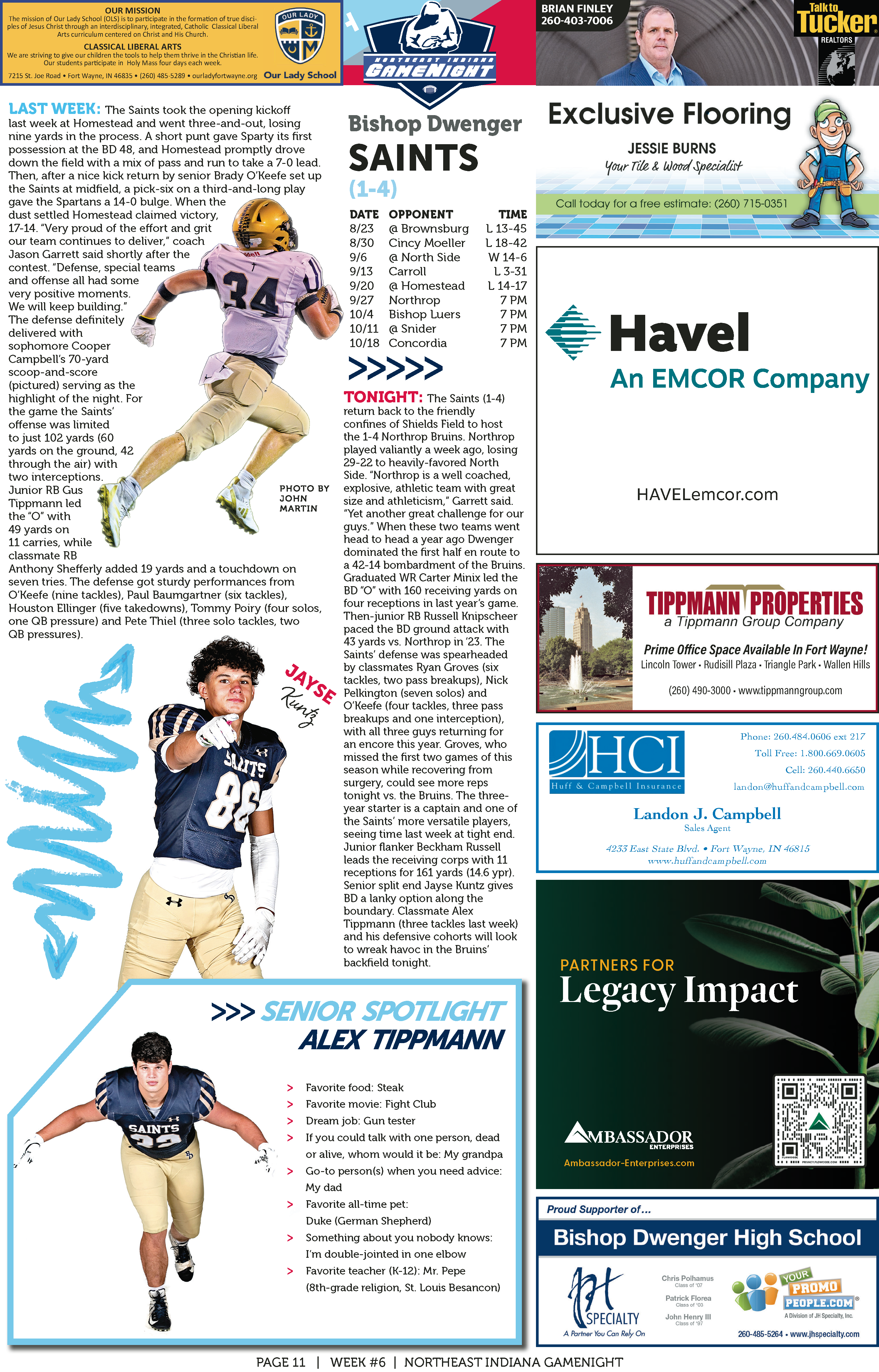 High school football players featured in a sports magazine spread.