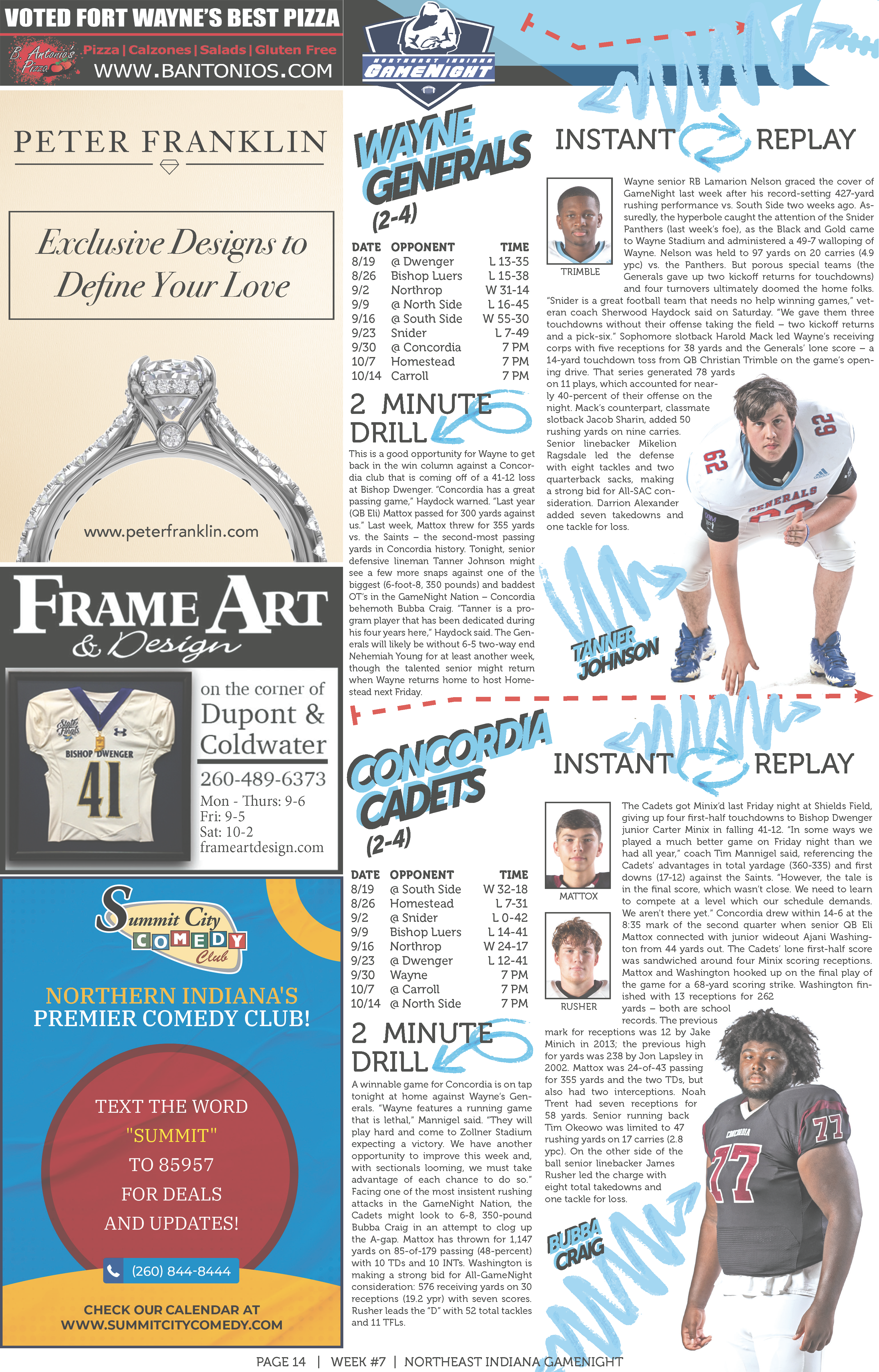 A magazine page featuring a sports article, advertisements, and photos of athletes.