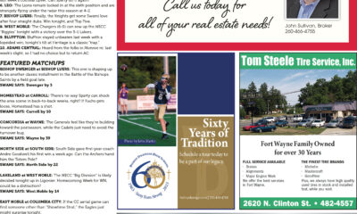 A community newsletter page featuring local business ads and a personal message.