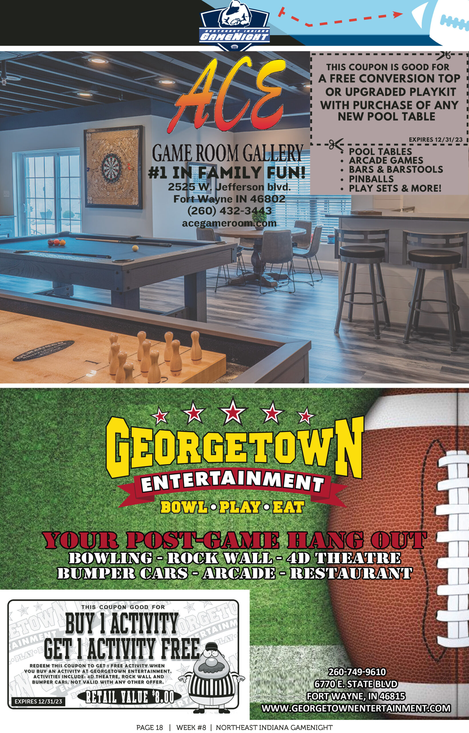 Georgetown Entertainment offers pool, darts, and shuffleboard for all ages.