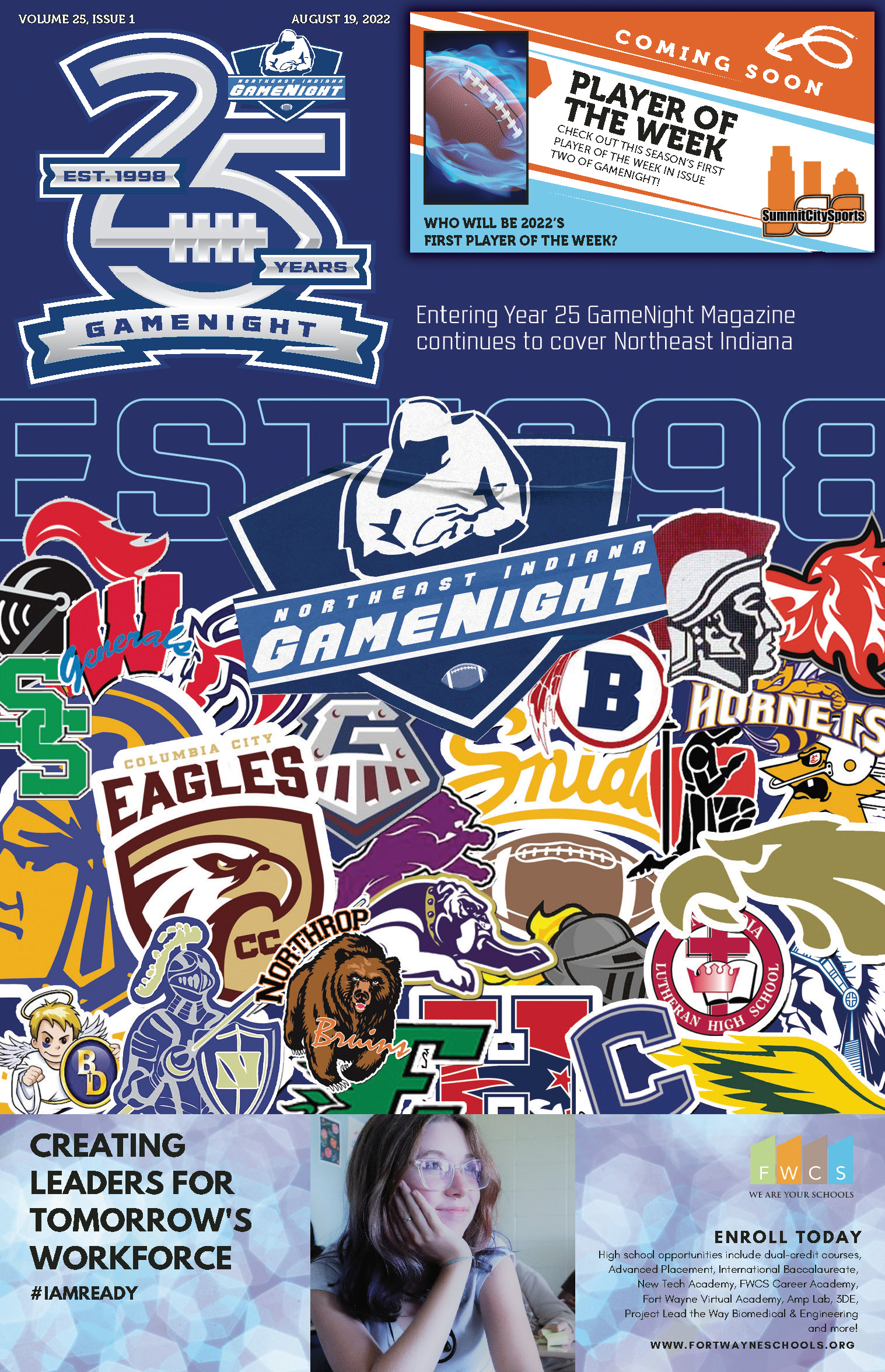 A vibrant collage of various sports team logos and mascots.