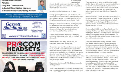 Page with business listings, advertisements, and a cartoon character illustration.