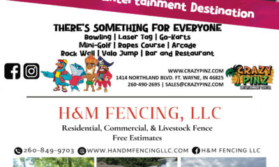 Advertisement for H&M Fencing, LLC with services and contact details.