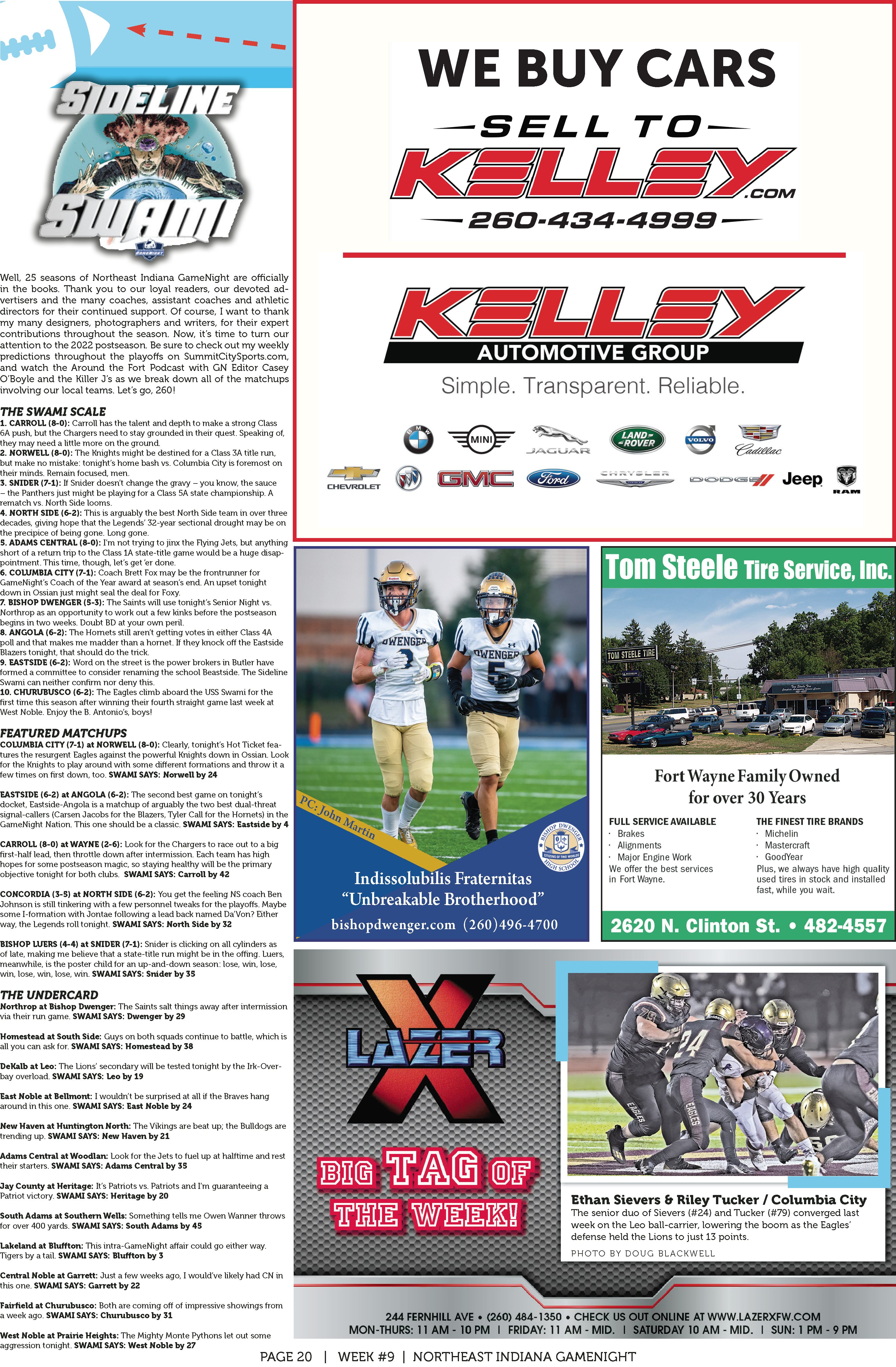 Two lacrosse players in white and green uniforms compete on the field during a game.