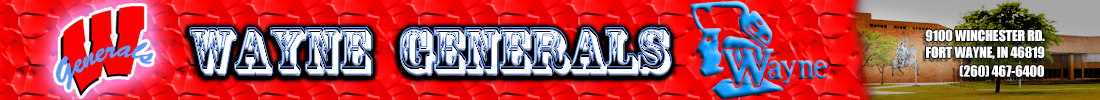 Close-up of the word 'GENERAL' in stylized white and blue letters on a red textured background.